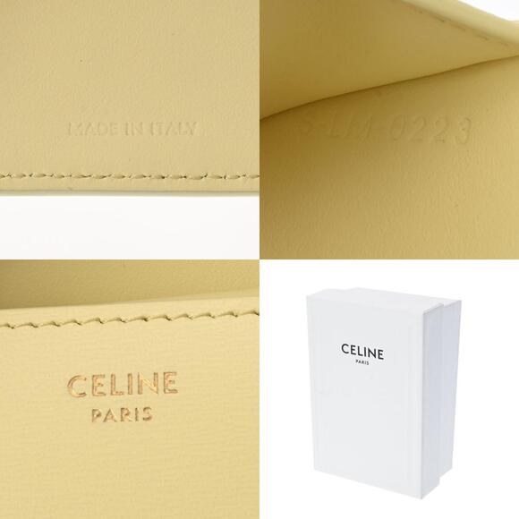 Celine Calfskin Bi fold Wallet Triomphe Yellow - Picture 12 of 12